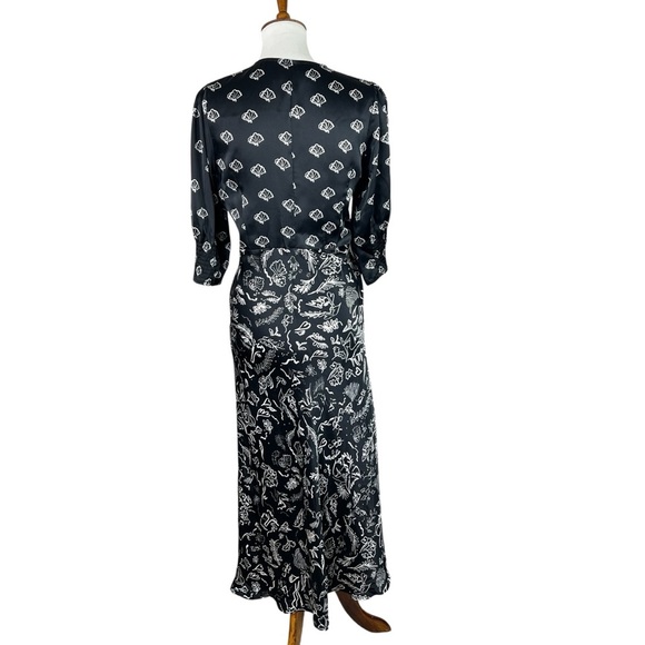 RIXO x Laura Jackson Black White Silk Maxi Dress Zadie Print Women’s SZ Medium - Picture 5 of 11